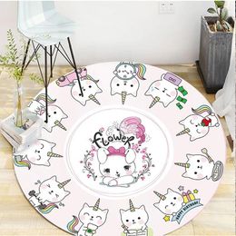 Carpets Cosy Home Decorative Lovely Cartoon Doormat Round Small Area Rug Parlour Bedroom Children Living Room Floor Mat Anti-slip Backing