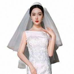 short Wedding Veil Tulle 2 Layers Short Bridal Veils with Comb Bride Wedding Accories voile mariage F4Uy#