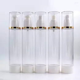 Storage Bottles 120ML Airless Pump Bottle Gold Rim Toner Water Balancer Lotion/serum/emulsion/foundation/toner/water Cosmetic Packing