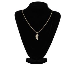 FashionGold White Gold Iced Out CZ Zirconia Lovers Angel Wing Necklace Chain Hip Hop Feather Wing Rapper Jewellery Gifts fo9581001