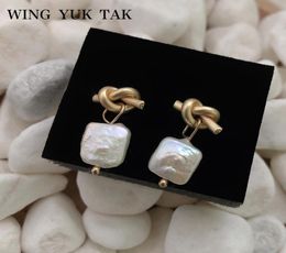 Stud Wing Yuk Tak Korea Womens Fashion Freshwater Pearls Earrings Vintage Geometric Gold Color Small 20211566965