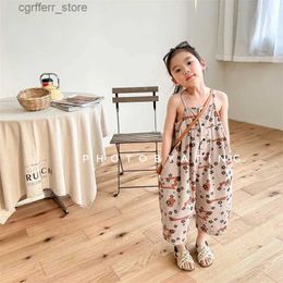 Rompers Girl Suspenders Pants Korean Childrens Clothing Sleeveless Kids Jumpsuit 2023 Summer New Baby Boys One Piece Overalls L410