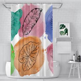 Shower Curtains Watercolor Leaves Bathroom Pattern Texture Painting Waterproof Partition Home Decor Accessories