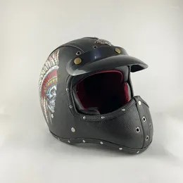 Motorcycle Helmets Adult Helmet Carbon Fibre Men's Vintage Street Bike Motocross Accessories