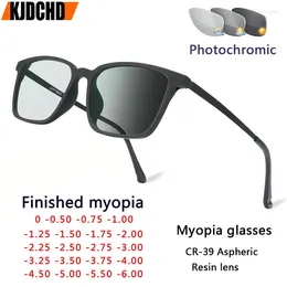 Sunglasses Square Titanium Myopia Glasses With Light And Comfortable UV Protection Short-sight Eyewear 0 -0.5 -0.75 To -6
