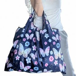 big Size Thick Large Tote ECO Reusable Portable Shoulder Women's Handbags Folding Pouch Shop Bag Foldable 20L H8KE#