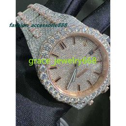 Pass Diamond Tester Moissanite Handmade Mechanical Diamond Watch for man