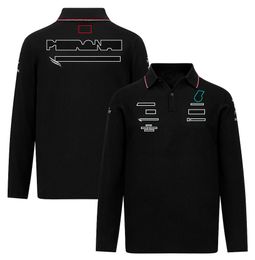 2023 new F1 racing suit long sleeve team POLO shirt custom men's leisure sports lapel T-shirt