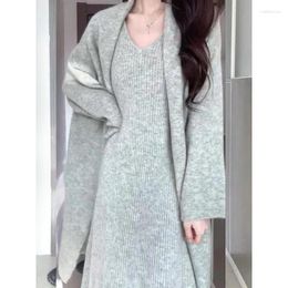 Work Dresses French Lazy Style Loose High Sense Sweater Suit Skirt Temperament Plus Size Women'S Clothing