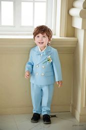 Suits Boys Formal Jacket Vest Pant Flower Bowtie 4P Ceremony Costume Children Wedding Tuxedo Dress Prince Kids Party Photography Suit