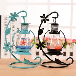 Candle Holders Transparent Small Glass Nordic Flower Lantern Jars Lamp Chandelier Bougeoir Table Centerpieces