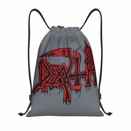 death Band Drawstring Backpack Gym Sports Sackpack Water Resistant Metal Music String Bags for Exercise S37l#