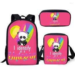 Backpack Trendy Fashion Novelty Panda 3D Print 3pcs/Set Pupil School Bags Laptop Daypack Inclined Shoulder Bag Pencil Case