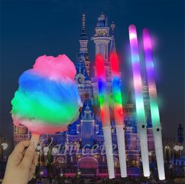 Party Favour LED Light Up Cotton Candy Cones Colourful Glowing Marshmallow Sticks Impermeable Colourful Marshmallow Glow Stick LT919
