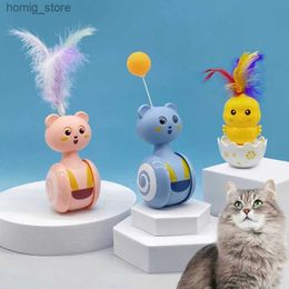 Wind-up Toys Cat swing toy Colourful scratch ball sound feather toy interactive kitten hunting toy cat accessories Y240416