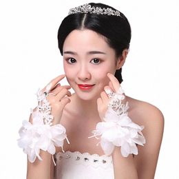 fi Fr Princ Girl Gloves Fingerl Wedding Gloves Lace Beaded Short Design Gloves For Bridal Wedding Accories G5Kt#