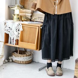 Skirts 66-112cm Elastic Waist / Spring Autumn Women Sweet Mori Kei Loose Cozy Cotton