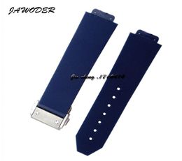 JAWODER Watchband 23mm26mm Menwomen Stainless steel deployment clasp Blue Diving Silicone Rubber Watch Band Strap for HUB Big Ba7384357