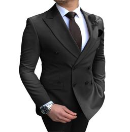 Royal Blue Men Suits Double Breasted 2021 Latest Design Black Burgundy Groom Wear Wedding Tuxedos Costume 2 Pieces SetJacket5886446