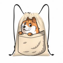 custom Funny Shiba Inu Drawstring Bags for Training Yoga Backpacks Women Men Japanese Dog Pocket Doge Sports Gym Sackpack 91nN#