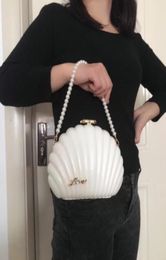 Fashion Women Evening bag black white Pearl shell handbag Lady Christmas gift pearls wristband bags Clutch Wallet7143800