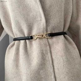 Waist Chain Belts Adjustable PU Leather Ladies Dress Belts Skinny Thin Women Waist Belts Strap Gold Colour Buckle Female Belts pasek damskiL240416
