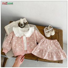 Clothing Sets Spring Girls Baby Clothes Set Full Sleeve Love Princess Birthday Party Year Infnat Tops Skirt 1 2 3 Kids Outfits