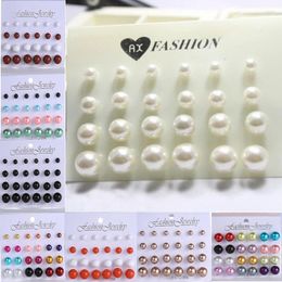 Stud Earrings 12 Pairs/set White Simulated Pearl Set For Women Jewelry Accessories Piercing Ball Kit Bijouteria Brincos