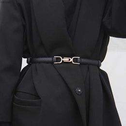 Waist Chain Belts Adjustable PU Leather Ladies Dress Belts Skinny Thin Women Waist Belts Strap Gold Colour Buckle Female BeltsL240416