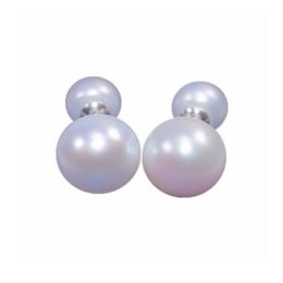 Stud Real S925 Sterling Silver Luxuriou Super Big 11-12mm Natural Pearl Fashion Double Earrings For Women214z