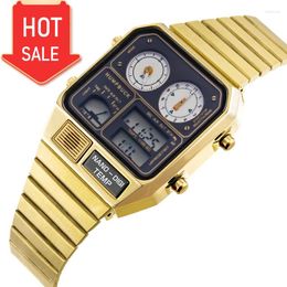 Wristwatches HUMPBUCK Customized Glass Square Shape Watch With Temperature Detection For Modern Styles