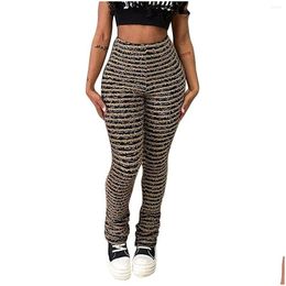 Womens Pants Capris Knitted Stripe Y Slim Fashion High Waist Hip Lift Casual Hiking Women Winter Drop Delivery Apparel Clothing Dhqhj