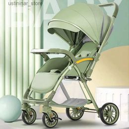 Strollers# Bi-directional High Landscape Baby Stroller Can Sit or Lie Down Four Wheel Shock Absorber Stroller Lightweight Foldable Handcart L416