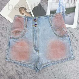 Women's Shorts designer 2024 early spring new Nanyou Cha girl rainbow color drill button powder blusher pink halo series denim shorts 39F0