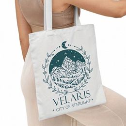 velaris City of Starlight Pattern Canvas Tote Bag Beach Bag Fi Shop Bag High Quality Supermarket handbags u4ER#