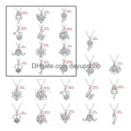Pendant Necklaces 12 Constellation Zodiac Sign Necklace Horoscope Zircon Stainless Steel Jewellery Galaxy Libra Astrology Gift With Reta Dhb2O