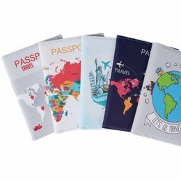 originality Travel World Series Passport Cover Leather Bank Credit Card Case Ticket Folder Men/Women Travel Passport Holder D31h#