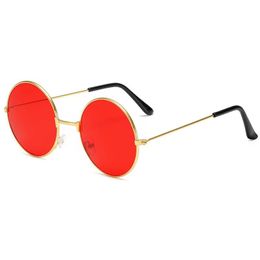 Crown Prince Mirror Frame Sunglasses Gold Frame Colour Lens Glasses Retro Art Cross border Sunglasses