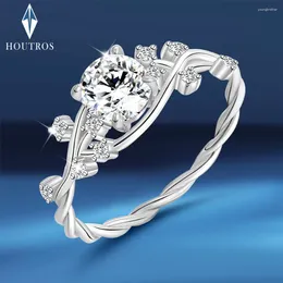 Cluster Rings 1ct D Colour Moissanite Ring For Woman Flower Bloom Vines Engagement 925 Sterling Sliver Plated 18k White Gold Wedding Band
