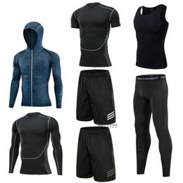 Mens Tracksuits Fitness Suit for Men Quick Drying Clothes Seven Piece Set for Running Sports Basketball Equipment Morning Running Training Clothes Gym Autumn and Wi