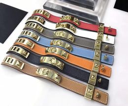 High quality stainless steel narrow leather bracelet for men and women charm bracelet bangle leather cuffs fashion designer bracel5435193