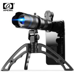 Lens APEXEL HD Metal 2040x zoom telescope telephoto lens monocular phone camera lens+ mini tripod for Samsung iPhone all Smartphones