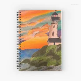 Seaside Lighthouse Spiral Journal Notebook 120 Pages Paper For Women Men Fashion Design Journals School Office Home Gifts