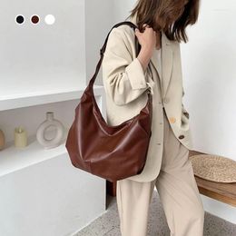 Shoulder Bags Fashionable Solid Pu Leather Crossbody Casual Large Capacity Soft Messenger Bag Women's Exquisite Ruched Underarm