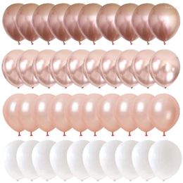 Party Decoration 40pcs 10inch Chrome Rose Gold Latex Balloons Backdrop Adult Birthday Wedding Bachelorette Anniversary Supplies