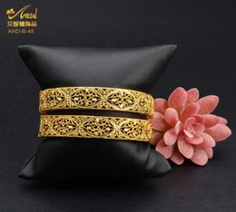 Dubai Gold Bangles 24k Plated Indian Bangle African Luxury Women Hard Bracelets Charm Wedding Ethiopian Arabic Hand Jewelry Q071785762524