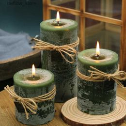 Fragrance Green Scented Candles Pillar Wax Candles Smokeless Essential Oil Aroma Candle Herbal Fragrance Home Decoration L410