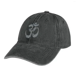 Berets OM Yoga Spiritual Symbol In Distressed Style Cowboy Hat Custom Cap Luxury Women Beach Fashion Men's