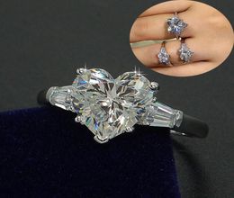 choucong Luxury Jewellery Women Engagement ring Heart cut 3ct Diamond 925 Sterling silver Wedding Band Ring for women7415441