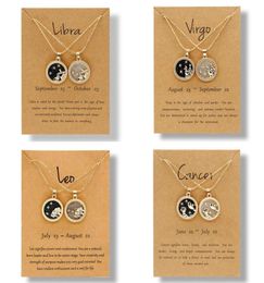 Pendant Necklaces 12 Constellation Necklace For Women Men Star Zodiac Sign Leo Libra Aries Wish Card Fashion Couple Jewellery Gift4551622